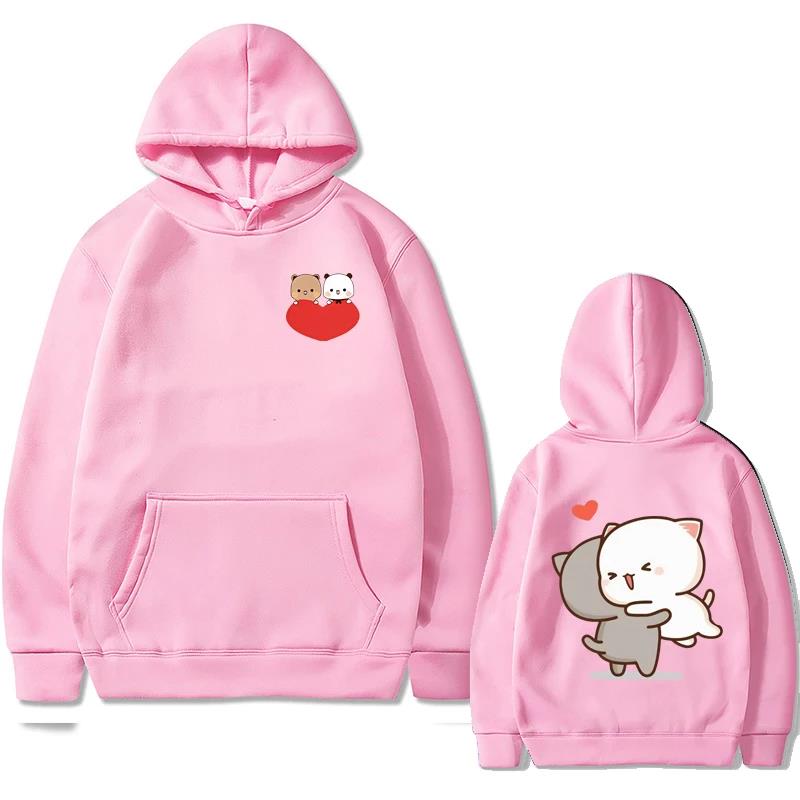 Cartoon Couple Graphic Hoodies for Women Men Clothing Cute Anime Printed Hooded Pullover Long Sleeves Fleece Streetwear