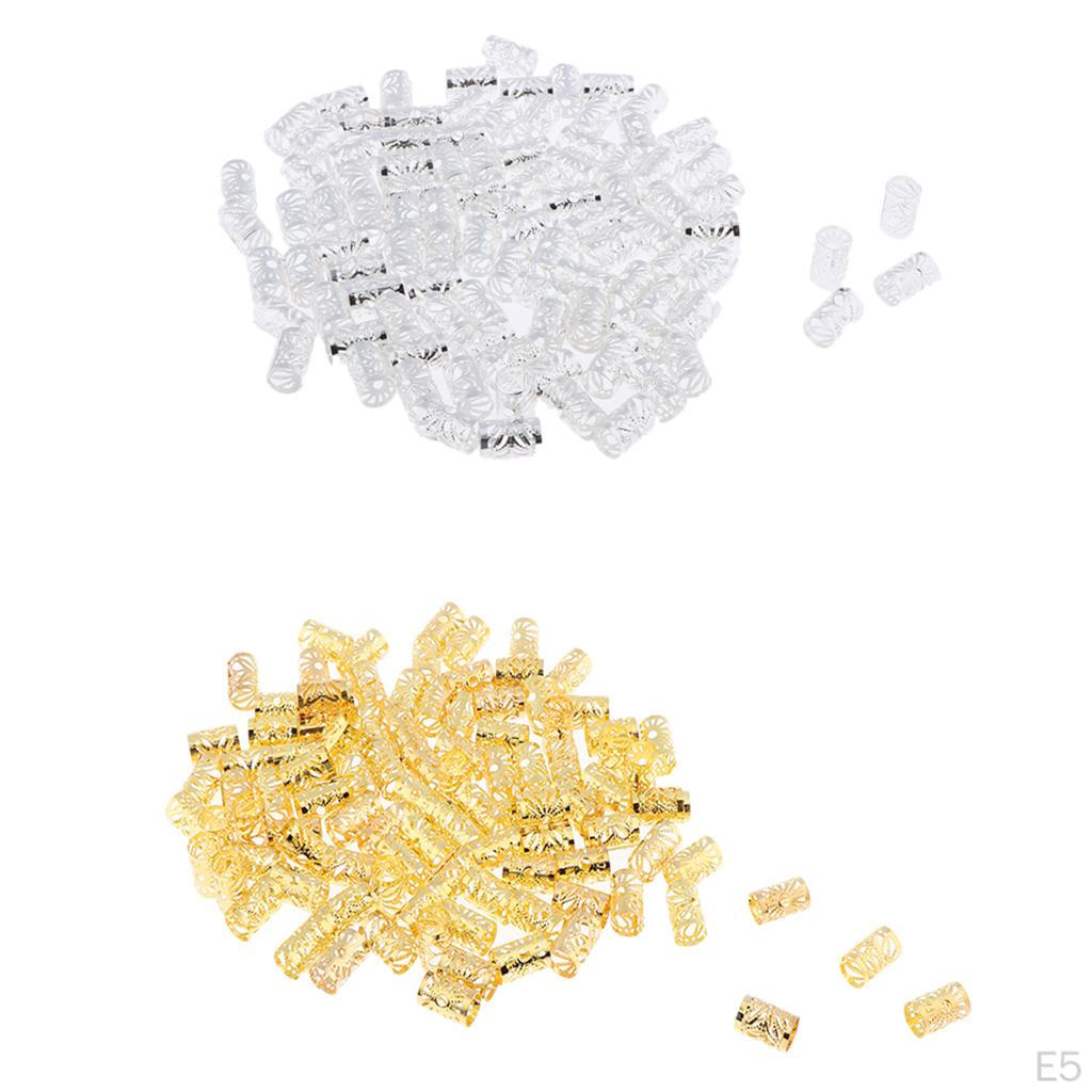 100pcs Adjustable Braids Cuffs Beads Clip Dread Tube