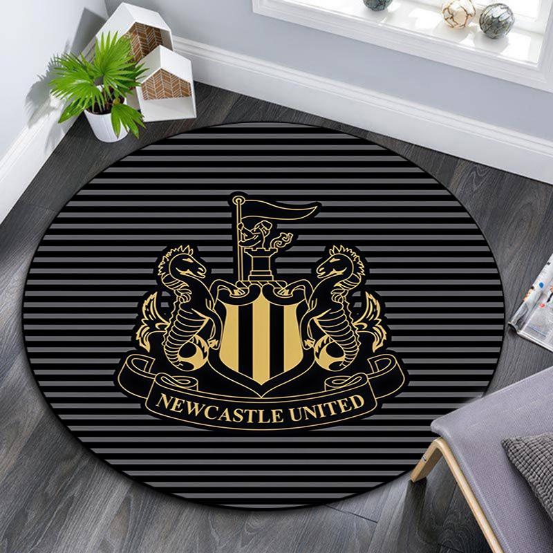 Newcastle United FC Round Area Rug,Carpet Rug for Living Room Bedroom Sofa Playroom Decor,Non-slip Floor Mat