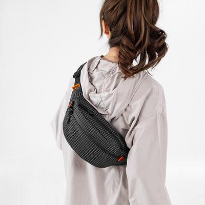 High-value Breast Bag Korean Version Ins Waffle Boys and Girls Shoulder Bag Versatile Daily Commute Light Messenger Bag
