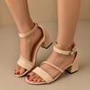 New Mid-heel Thick-heeled Student Women's Shoes One-shoulder Buckle High-heeled Sandals