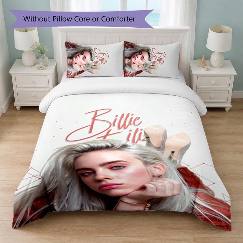 Billie Eilish Print 3Pcs Duvet Cover Set 1 Duvet Cover and 2 Pillowcases Soft Bed Linen For Household Bedroom