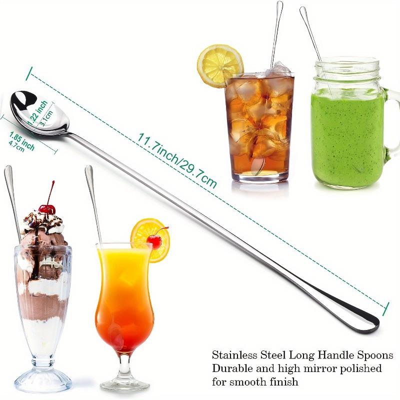 Eistee-Löffel aus Edelstahl 2 Stück/Set, Rührlöffel mit langem Griff, langlebiger Cocktail-Rührlöffel, geeignet für Zuhause und Cafés