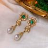 Silver Needle Zircon Earrings Retro Light Luxury Court Style Stud Earrings Niche High-end Earrings