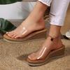 Fashion Wedge Heel Transparent Pvc Sandals Women 2025 Plus Size Thick Bottom Summer Slippers Woman Platform Outdoor Slides Female 36-43