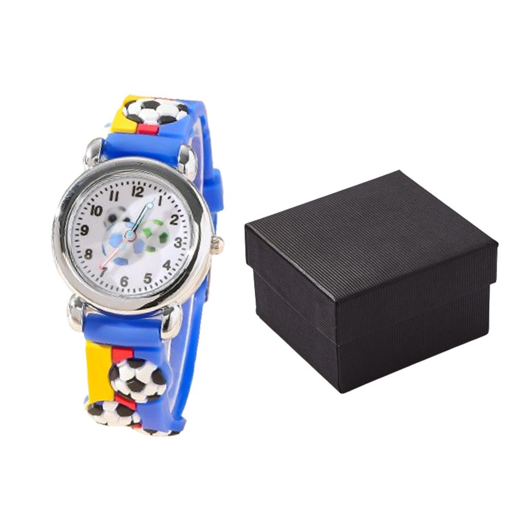 1pc/2pcs-Fashionable Cartoon Football Children's Quartz Watch, Watch Bracelet, Box Set, Ideal Choice for Gift Giving