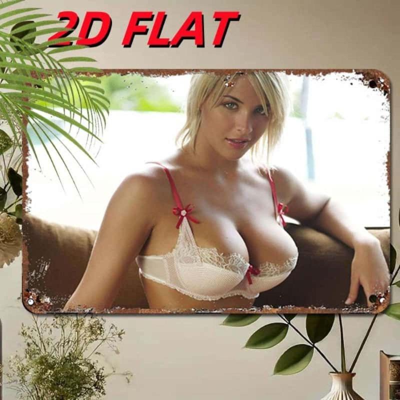 Pin-Up Girl Tin Plates, Garage Workshop Metal Decor 20x30cm