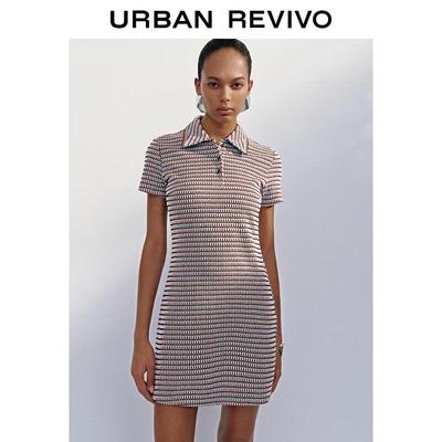 UR Robe Polo Mini Texturée Color-Block pour Femme