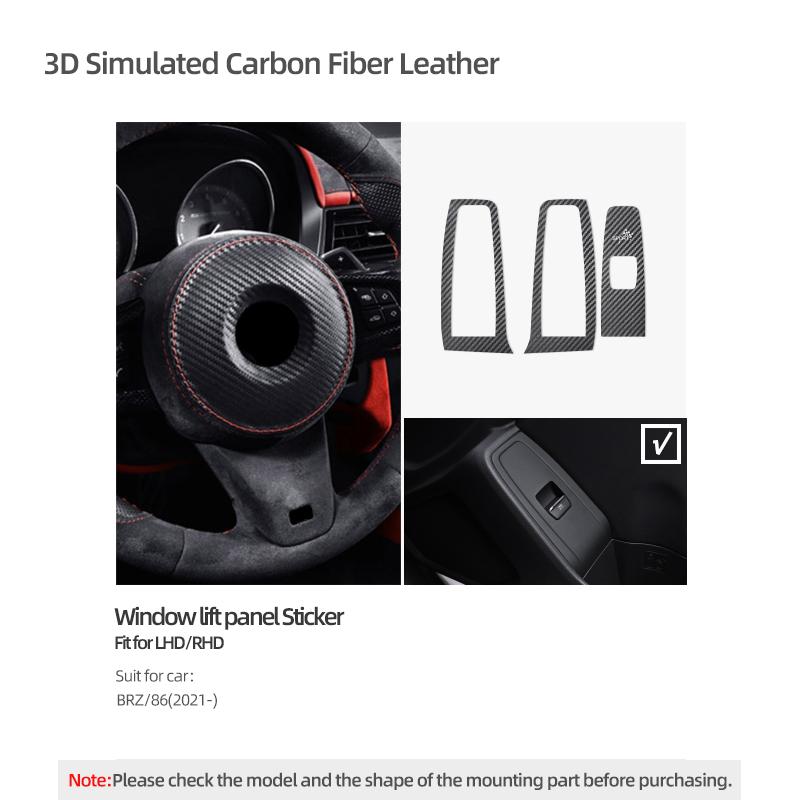 

Window Switch Lifter Trim Sticker For Subaru BRZ/Toyota GR86 2025- Made of Alcantara Carbon Fiber Car Interior Tuning Accessory