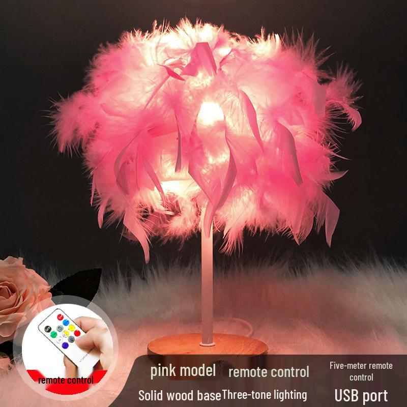 Nordic Luxury Feather Table Lamp - Elegant Bedroom Bedside Light, Creative Gift, Night Light Décor.