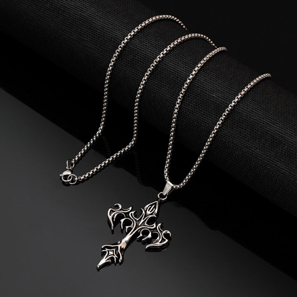 

Viking Nordic Necklace Triangle Compass Pendant Titanium Steel Chain Cool Mens Jewelry