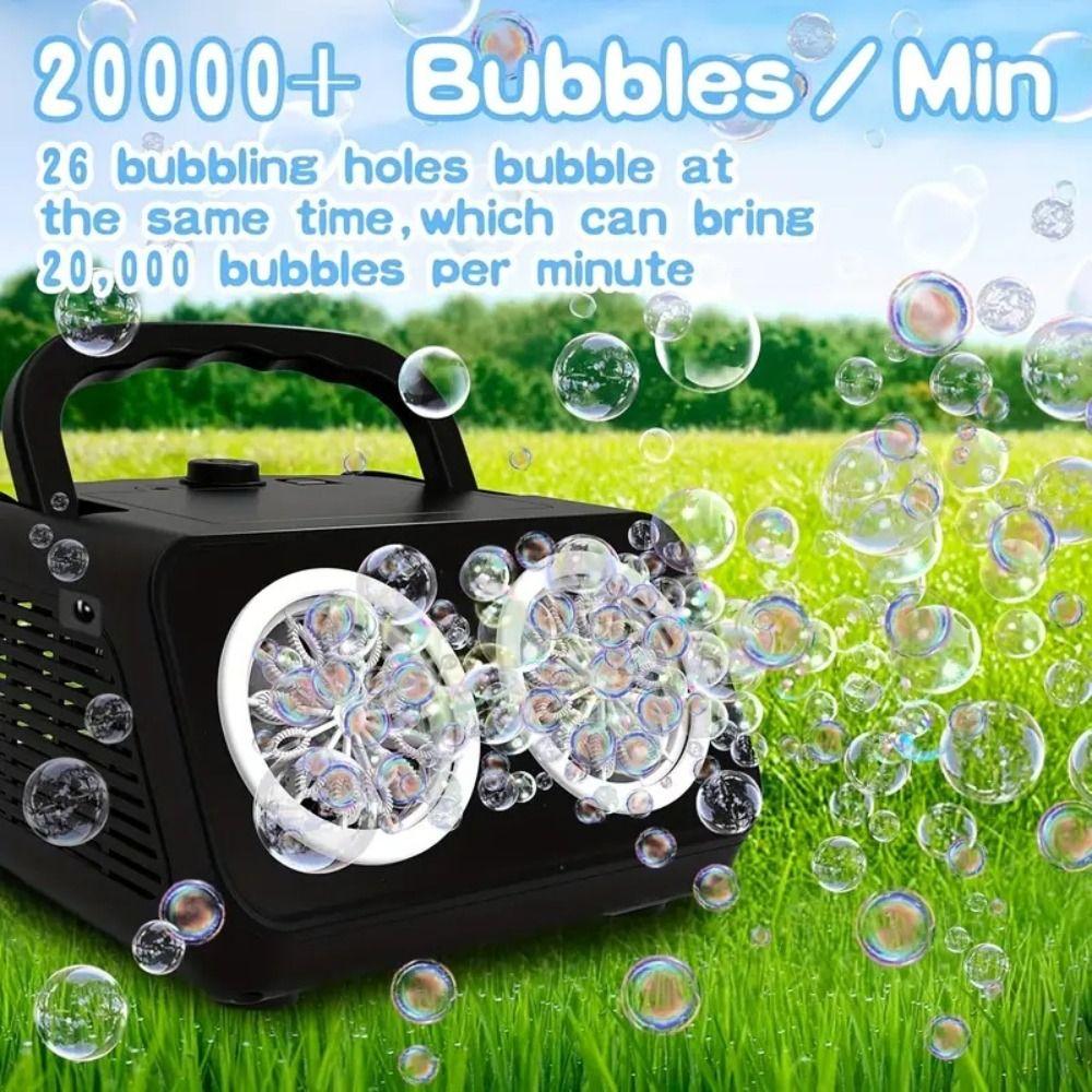 With 2 Fans Electric Bubble Blower Toys 26 Holes Upgraded Bubble Maker  Outdoor Toy