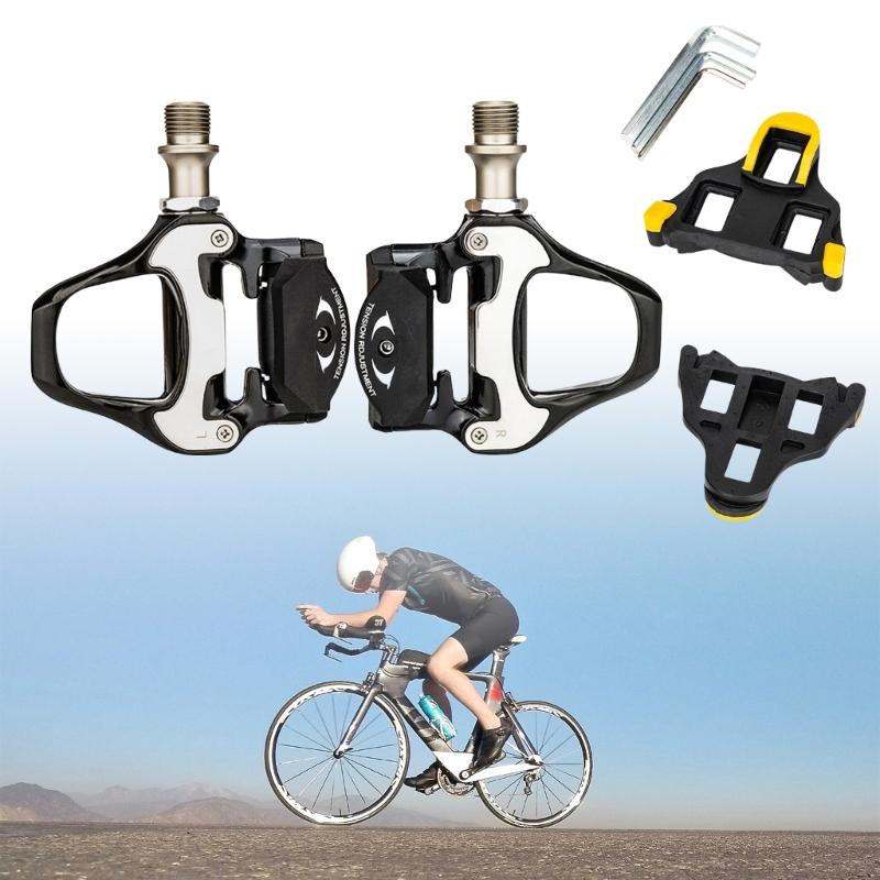 Light weight Clipless Bicycles Pedals with Cleats Universals Road Bike Cycling Pedals Bicycles Locking Pedals Easy to Use