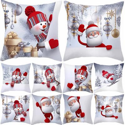 45X45CM Weihnachten Kissenbezug Nordic Home Sofa Kissenbezug Cartoon Anime Druck Büro Kissenbezug für Zuhause Santa Sofa Ornamente Kissenbezug