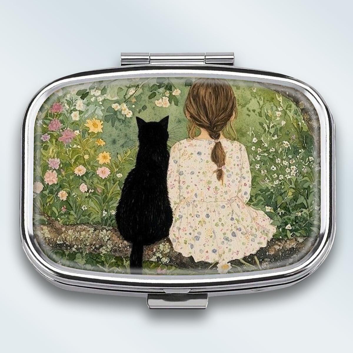 

Portable Pill Box with 2 Compartments, Mini Metal Medicine Organizer Case, Cute Printed Pill Container for Vitamins, Pills, Jewelry, Travel, Daily Use різнокольоровий