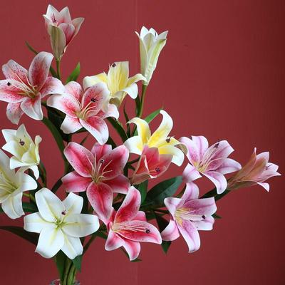 Set of 3 Small Artificial Lily Flower Headdress with PU Feel for Wedding and Decor