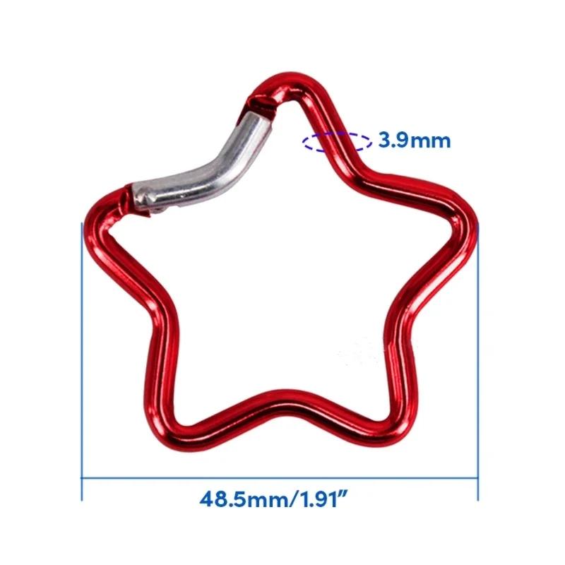 1/2/5PCS Outdoor Star Shaped Spring Locking Carabiner Clip Keychains for Backpack Camping Hiking Traveling Multicolour