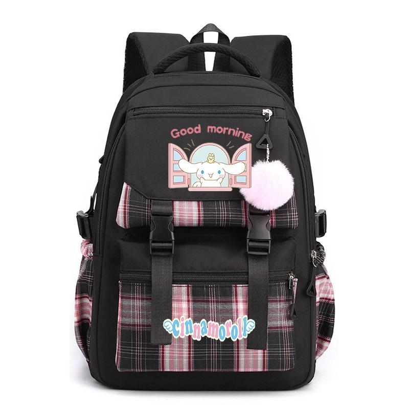 Cinnamoroll Kids School Backpack Boys Girls Large Capacity 20-35L Nylon Dual Strap Bag With Arc Shoulder Straps