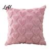 Soft Plush Cushion Cases Throw Pillow Cover Heart Embroidery Case with 3D Bowknot Jacquard Decorative Pillows for Anniversary Fluffy Couch
