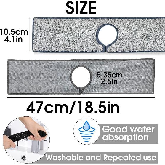 Bimkole 2 PCS Faucet Absorbent Mat, Kitchen Faucet Sink Splash Guard Wraparound Cloth Pads Sink Splash Absorbent Pad for Kitchen Bathroom Faucet