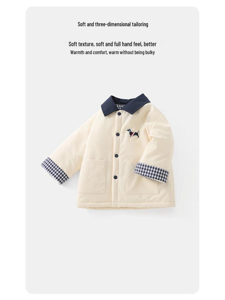 DUUDUU 2025 New Style Infant & Toddler Jacket - Fleece-Lined Korean Style Cotton Coat for Baby Boys