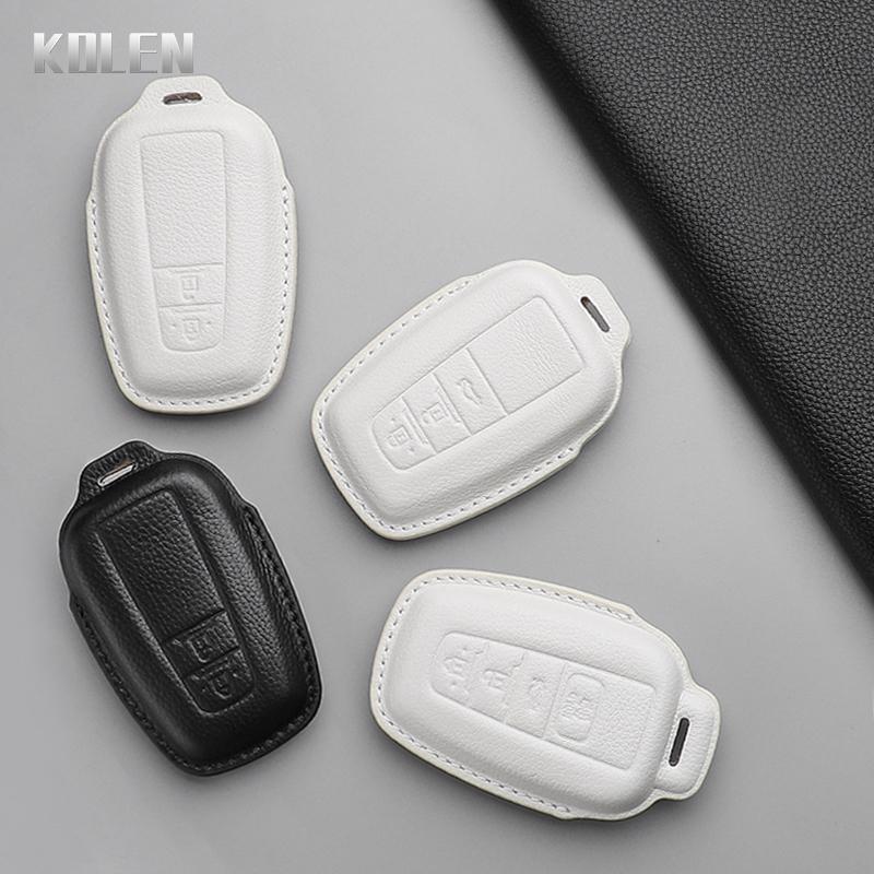 Genuine Leather Auto Smart Key Fob Cover Case Housing Fit For Toyota Prius Camry Corolla Chr C-Hr Rav4 Land Cruiser Prado 2 3 4 Button Auto