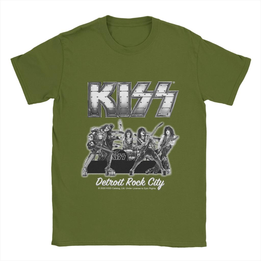 Men T-Shirt KISS Band Rock Funny 100% Cotton Tee Shirt Short Sleeve T Shirt Round Neck Tops Plus Size
