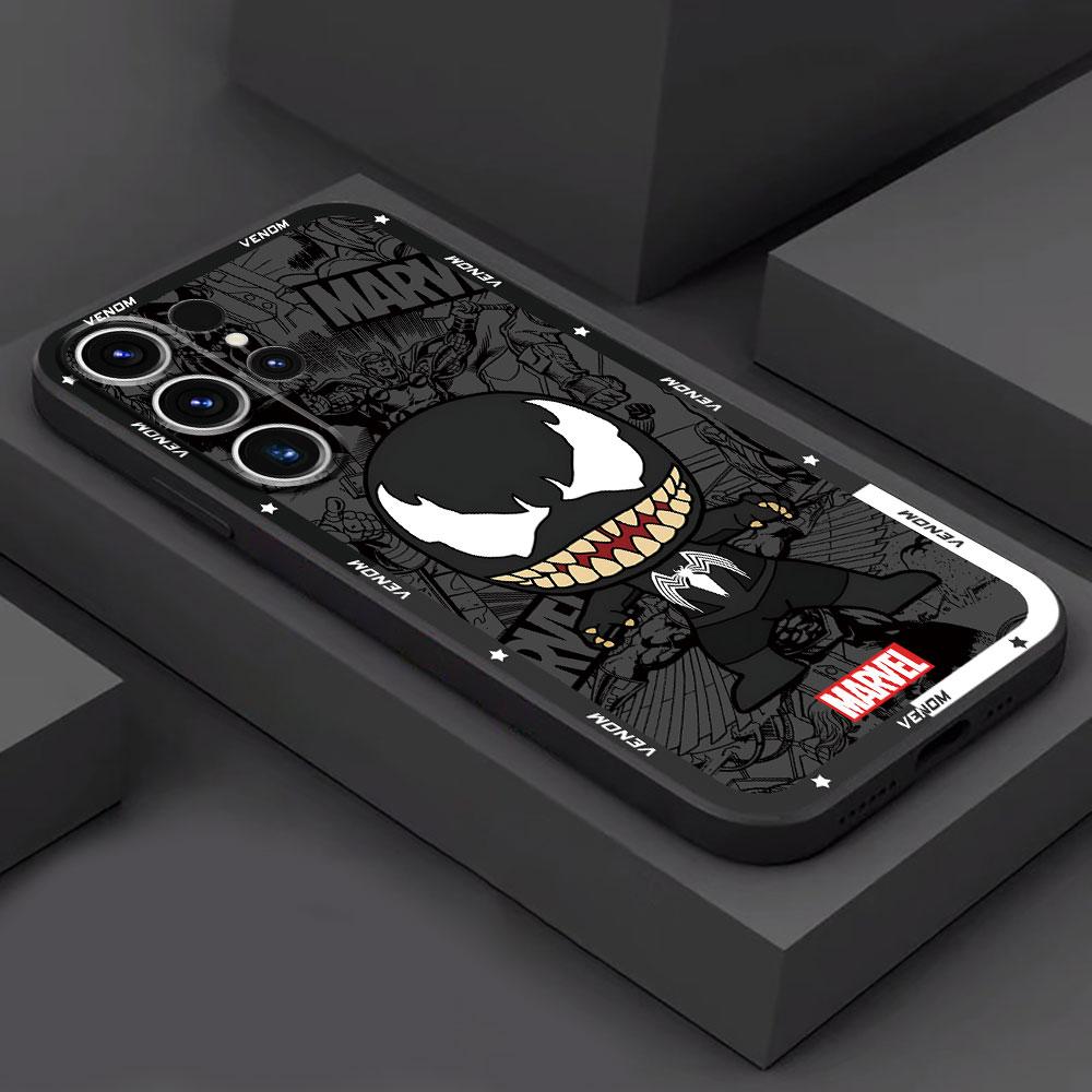 Phone Case for Samsung Galaxy S24 S22 Plus S23 S8 S9 S10e S20 FE S21 Ultra 5G S10 Marvel Spider Man Venom Cover Black Soft