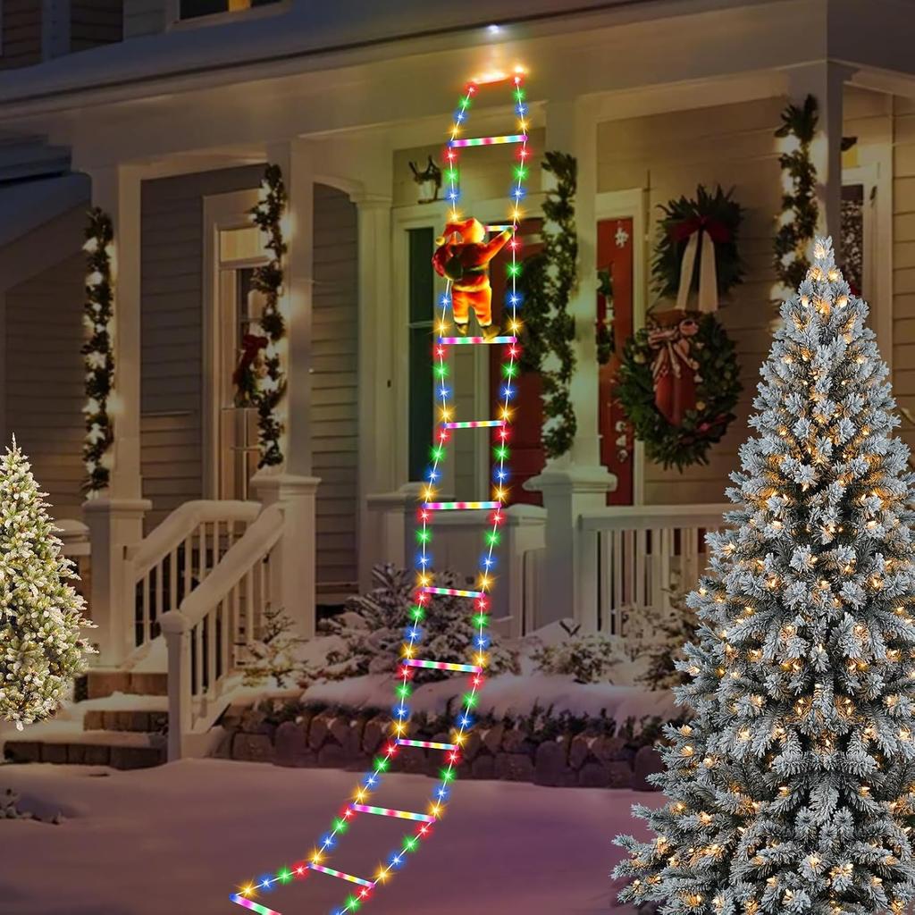3M Santa Claus Climbing Ladder Light USB Plug 8 Flashing Modes Christmas Decoration for Home Xmas Tree Wall Window Decoration