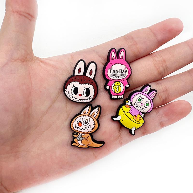 Adorable Cartoon Labubu Clog Shoe Charms - PVC Decoration & Flower Accessories