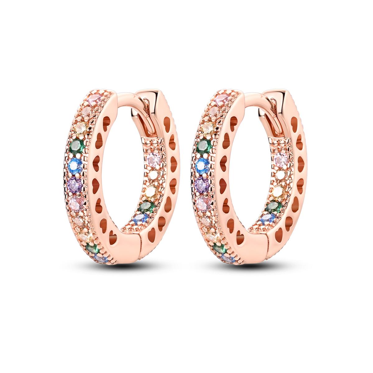 

925 Sterling Silver Earrings Rose Gold Color Hoop Earrings U Shape Heart for Women Girls Party Birthday Fine Jewelry Gifts