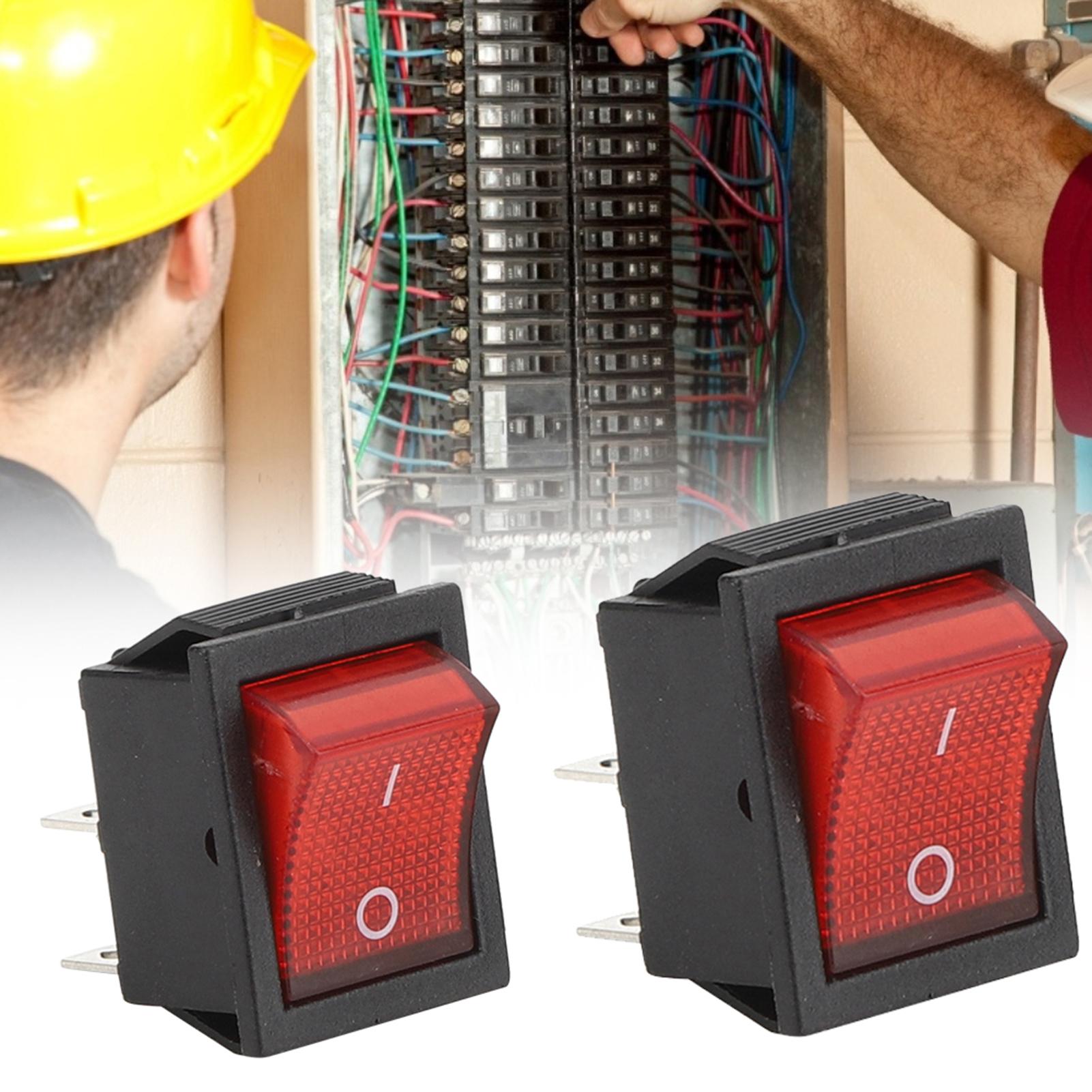 

5 шт. Тумблер 16А 250В 4 контакти з червоним підсвічуванням Аксесуар для промислового контролю 31 x 25 мм