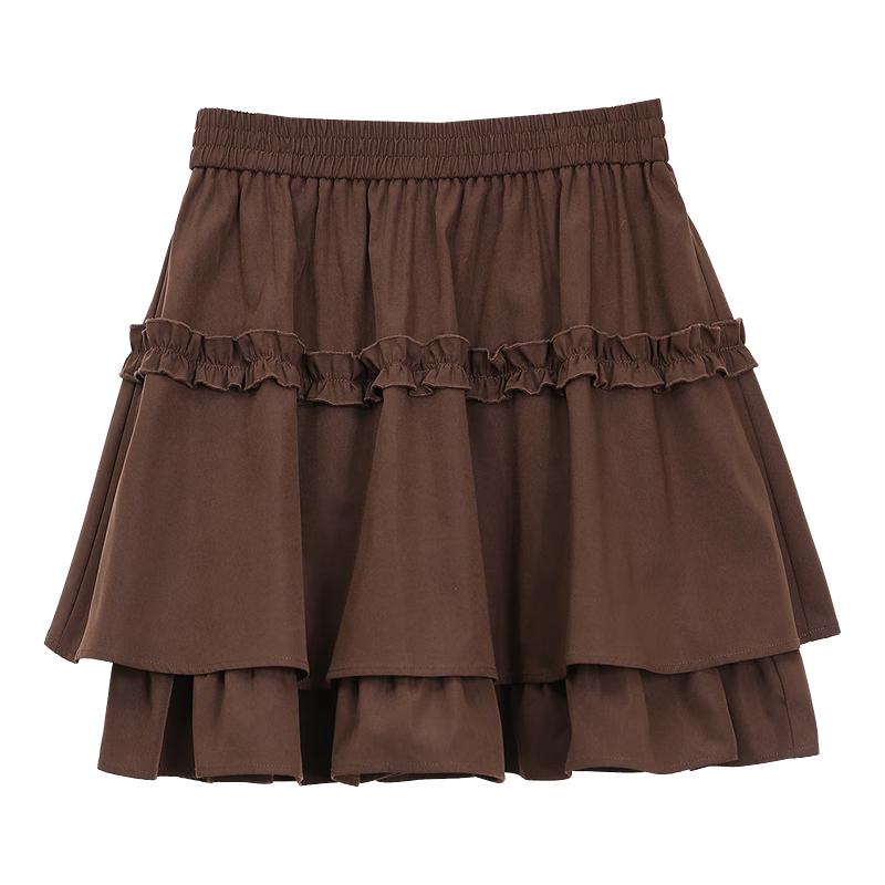 Betu Women's A-Line Double-Layer Hem Short Skirt