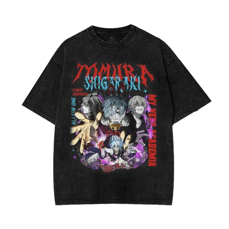 

My Hero Academia Shigaraki Tomura Clothing Men Manga T-shirts Vintage Washed T Shirt Casual Cotton Tee Harajuku Male Tshirt XXL чёрный