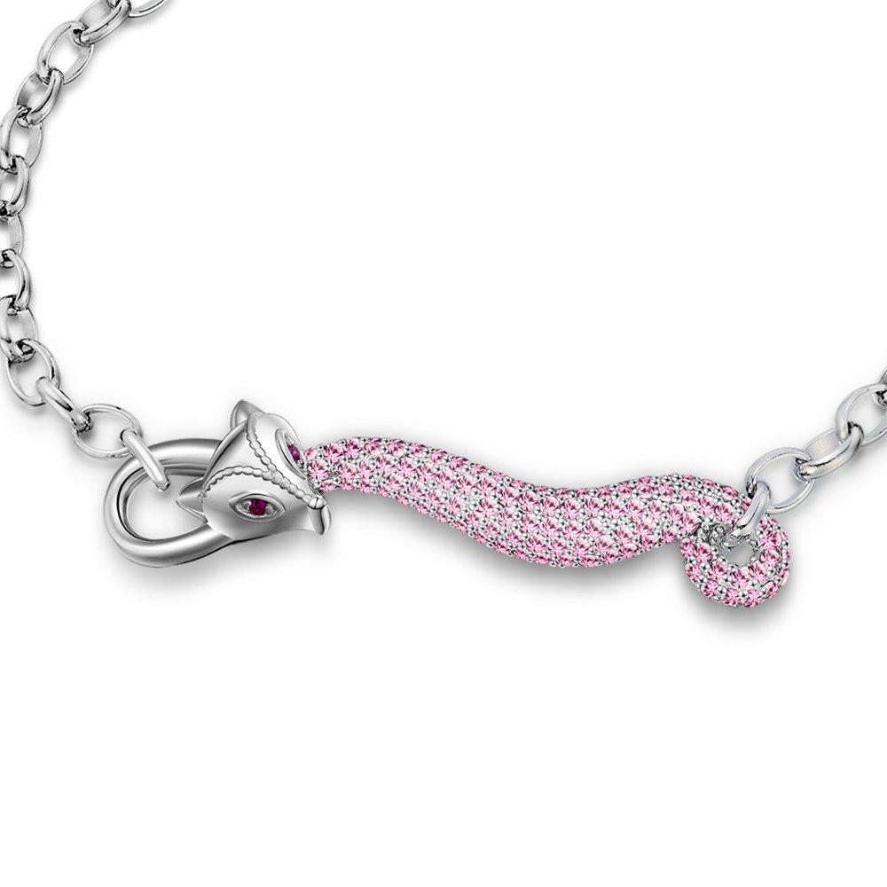 

Ashley Jewelry Sterling Silver 925 Bracelet, Fox Design, Women s, Simple, CZ Diamond (Pink)