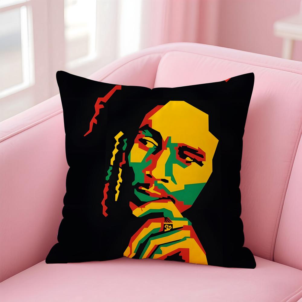 Reggae Music Bob MarleySinger Cushion Cover Pillow Case Soft Skin Friendly Fabric Concealed Zipper