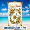 Floral Garden Theme Beach Towel Personalized Custom Name & Text Soft Quick Dry Beach Towel for Swimming Travel
