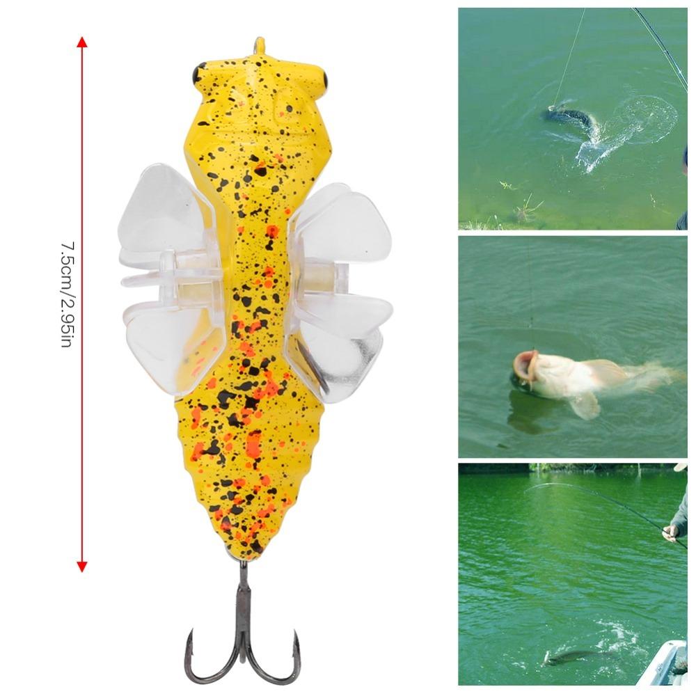 2PCS with Rotating Spins Bionic Cicada Lure 7.5cm Length Artificial Fishing Lure  Lake Fishing