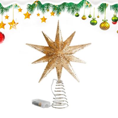 Lighted Christmas Star Tree Topper Winter Holiday Treetop Decorations Christmas Glitter Star Ornament Treetop Decoration For