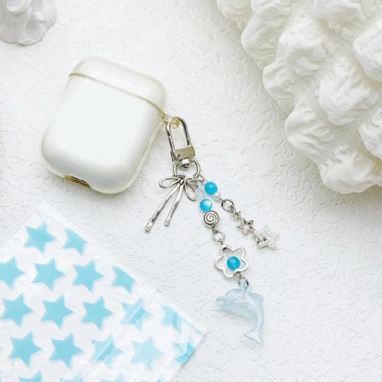 Dolphin Pendant Keychain Colorful Beaded Keyring Fashionable Accessory for Keys Stylish Bag Charm for Women Girls