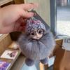 Eye Glass Doll Pompom Doll Keyring Real Fur Ball Baby Doll Ball Key Chain  Bag Pendant