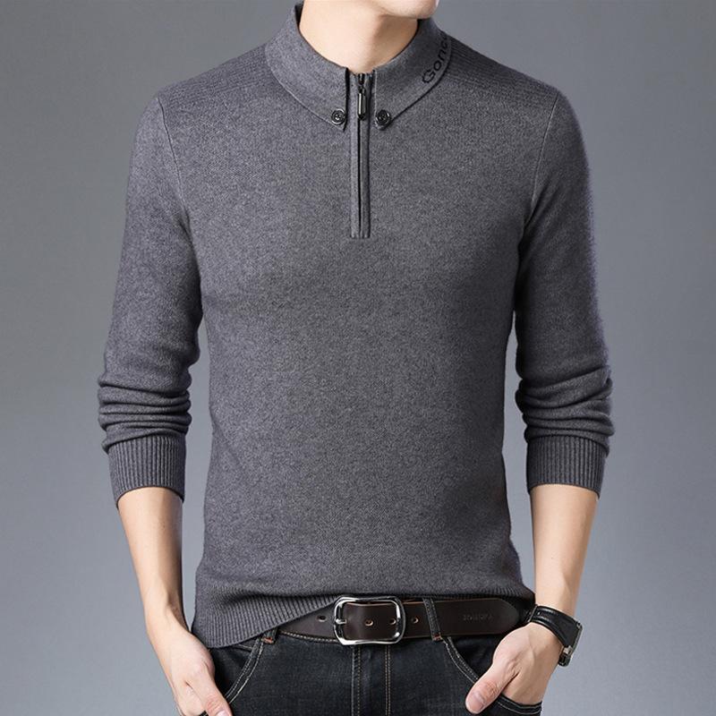 Осень и зима новый однотонный мужской свитер кардиган с пуговицами на лацканах мужской — фото 4