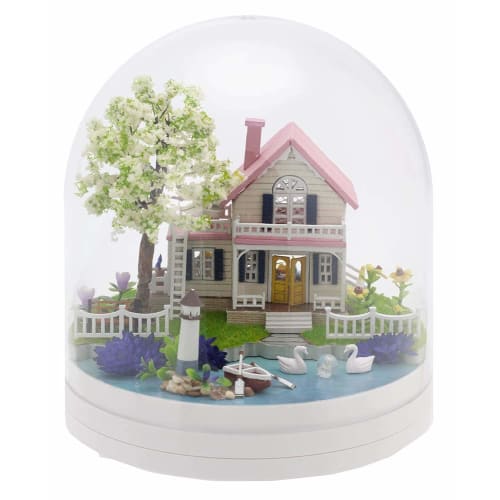 Yanoman Dollhouse Miniature: U Waterside Cottage 516-22 with Japanese Instructions and Self-Adhesive