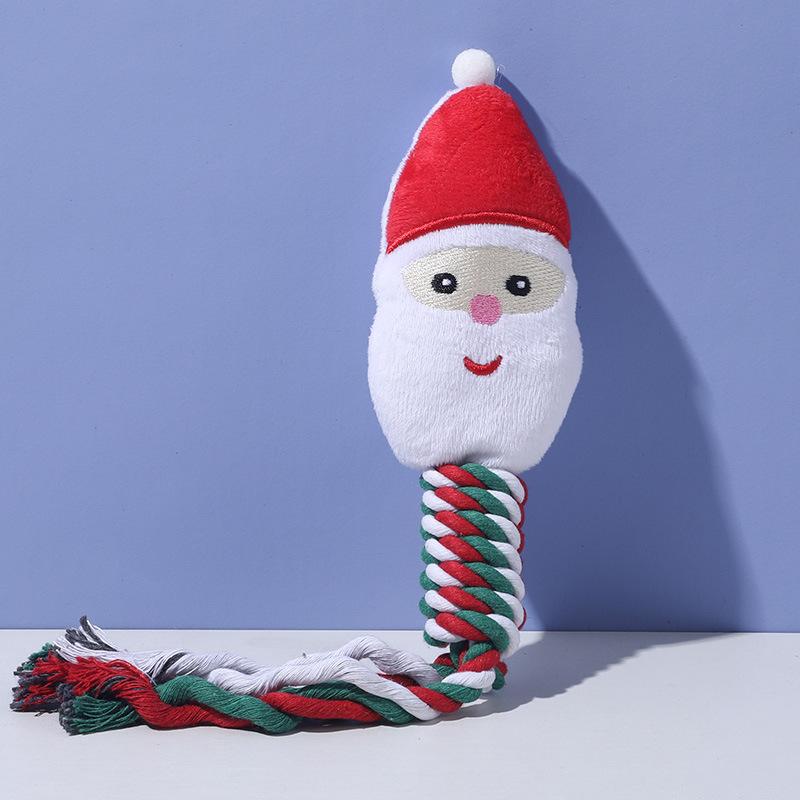

Pet Christmas Supplies Biting Toys Teething and Cleaning Ropes Knotted Cotton Rope Toys Dog Entertainment and Interactive Toys Santa Claus