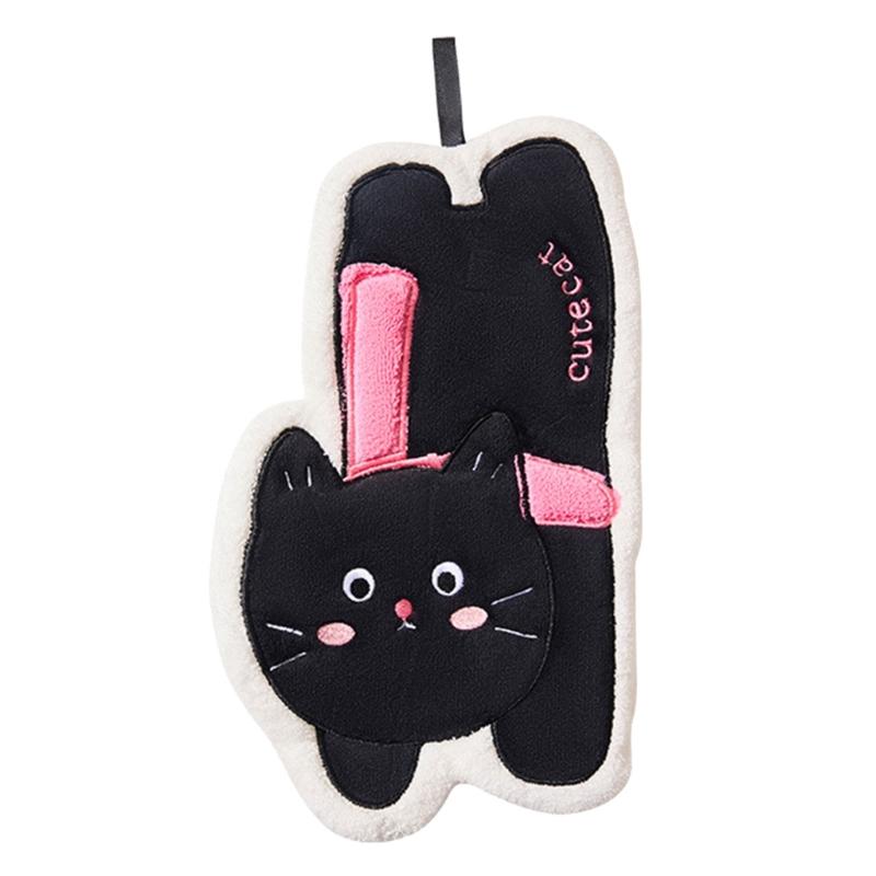 

Kids Hand Towel With Two Layers Absorbent Wall Mounted Bathroom Towel Soft Cats Shape for Children Hygienic Habits