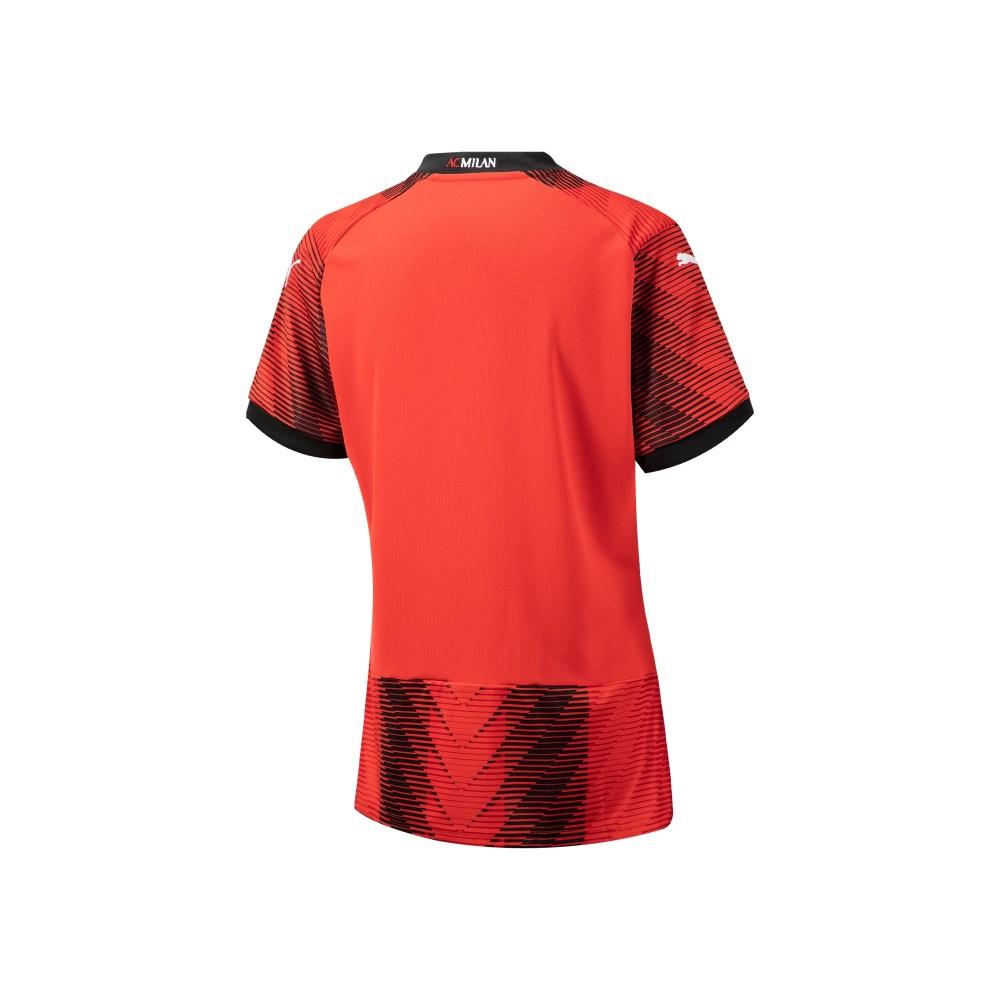 Puma Acm Home Jersey Replica With Color Block Cuffs V Neck Short Sleeve Football Shirt Women tops Red 770384-01