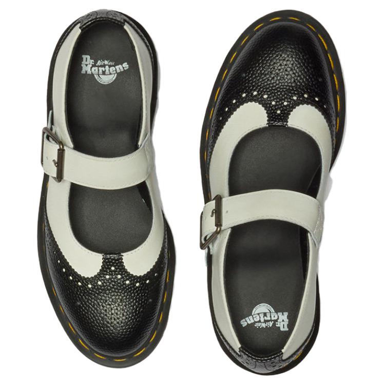 Dr. Martens Originals Simple Elegant Chunky Heel Mary Jane Shoes 3cm Women shoes Black White 42345001