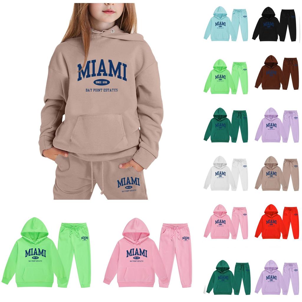 Boys Girls Sweatsuit Clothing Hooded Sweatshirt Jogging Sweatpants Tracksuits Set Fashion Outfit