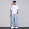 2026 Spring Summer New Men's Loose Straight Pants Wide Leg Long Trousers Streetwear Trendy Quick Drying Breathable Denim Jeans