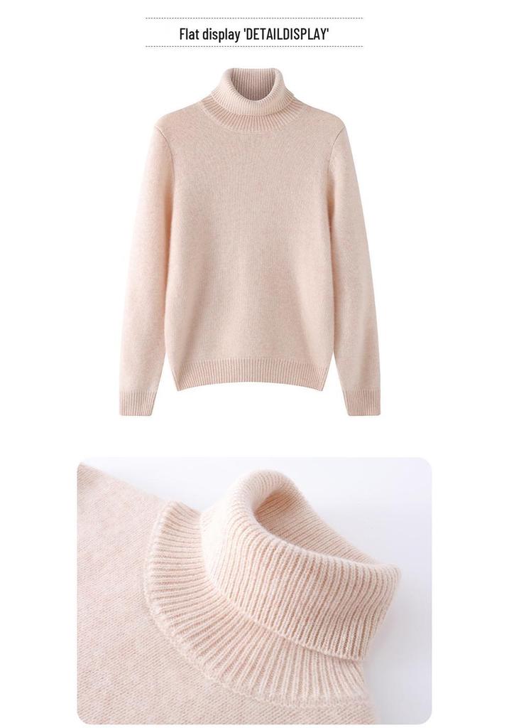2024 Autumn/Winter Women's High Neck Cashmere Knit Sweater: Warm, Thick Base Layer with Long Sleeves